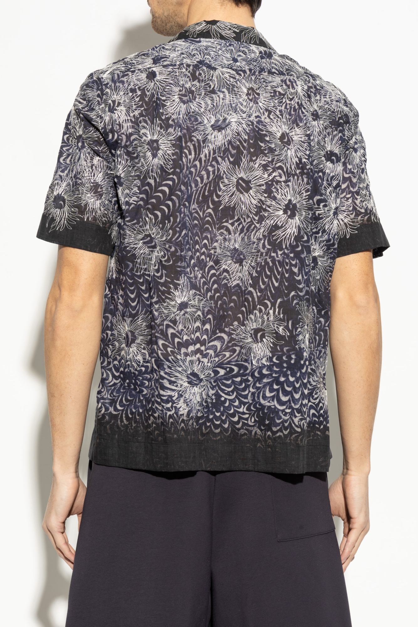 Navy blue Shirt with embroidered pattern Dries Van Noten